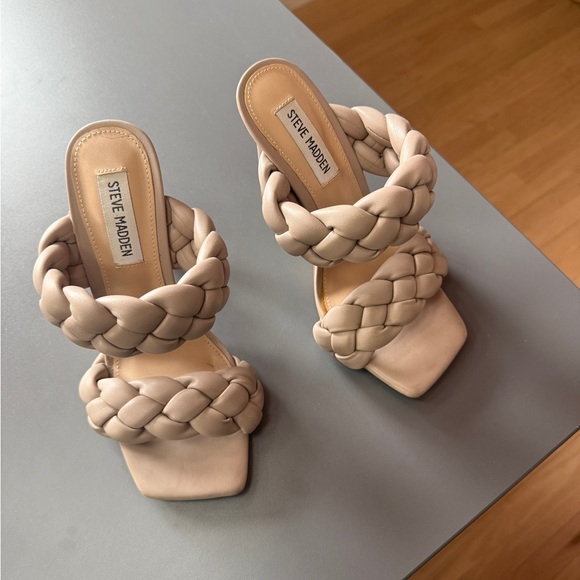 Steve Madden Shoes - Steve Madden Beige Braided Double-Strap Heels